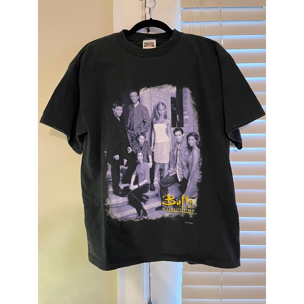 VTG Buffy The Vampire Slayer 90s TV Full‎ Cast T Shirt Lrg Tultex Rare
